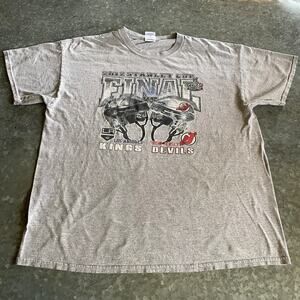 2012 Stanley Cup Los Angeles Kings New Jersey Devils T-Shirt Mens XL Vintage Y2K